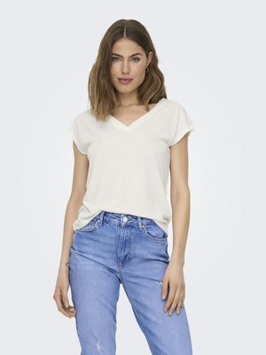 ONLY, ONLFREE LIFE S/S MOD.V-NECK TOP JRS NOOS - Camiseta básica - cloud dancer