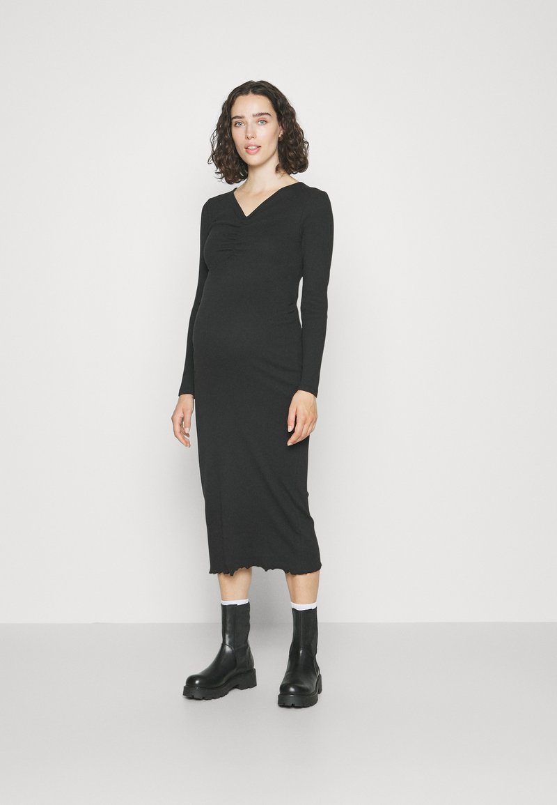 Pieces Maternity PMCAMMA V NECK LONG DRESS - Φόρεμα από ζέρσεϊ - black