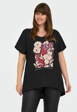 CARKETTY LIFE V NECK MIX - Apdrukāts T-krekls - black