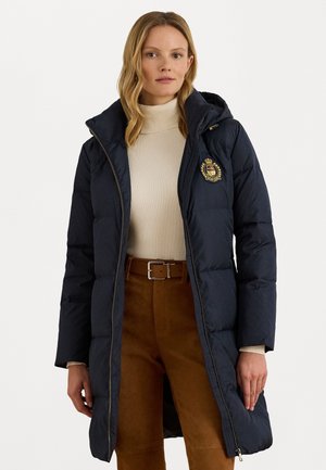 CREST-PATCH HOODED QUILTED DOWN COAT - Páperový kabát - dark navy