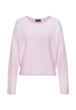 Light pink long-sleeve knit sweater with round neckline and small ELBSAND logo near the hem on a white background.