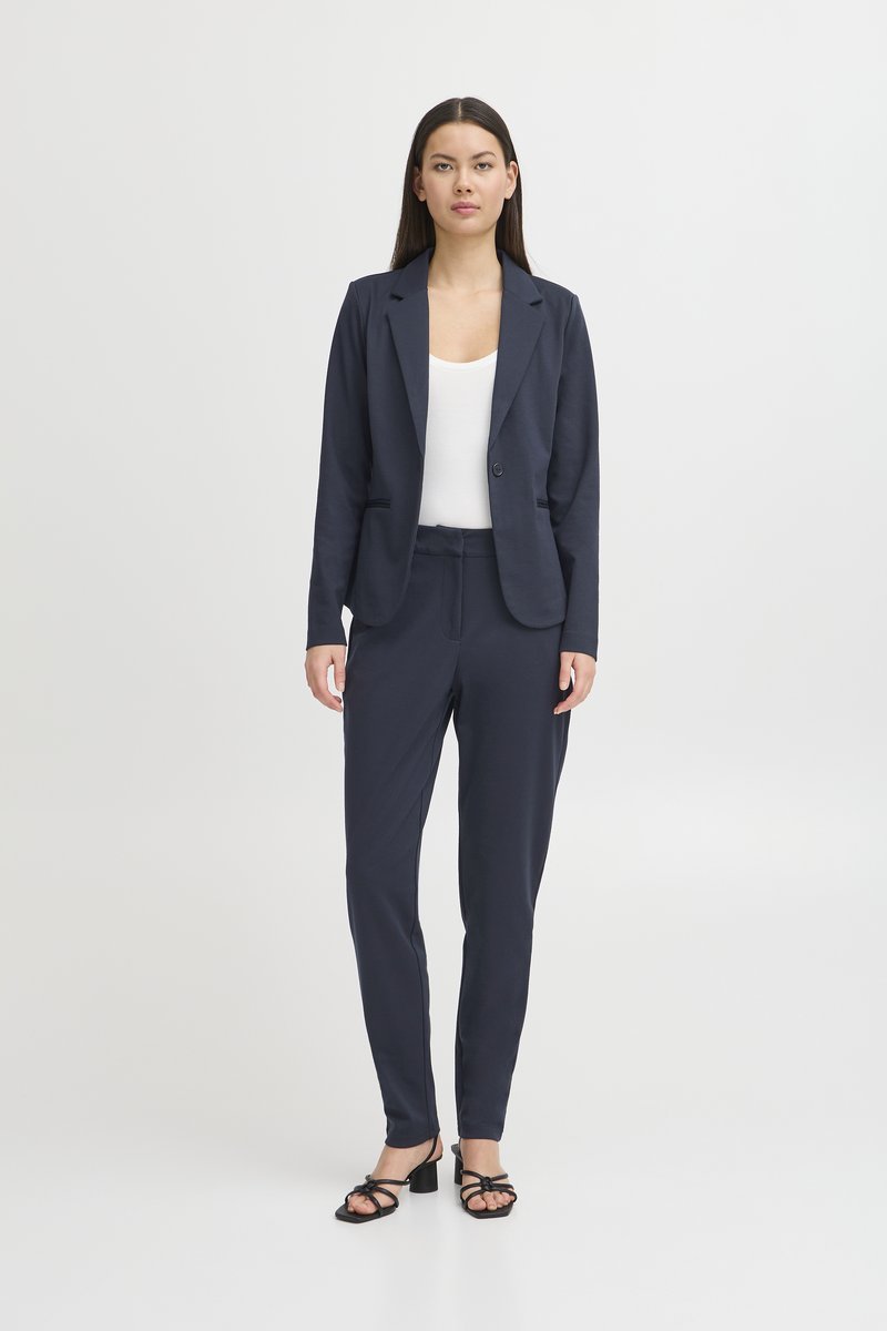 ICHI IHKATE Blazer pour femme, col à revers, coupe droite, Indigo