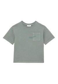Reiss REISS TANE COTTON PALM-EMBROIDERY OVERSIZE T-SHIRT - Printtipaita - washed sage