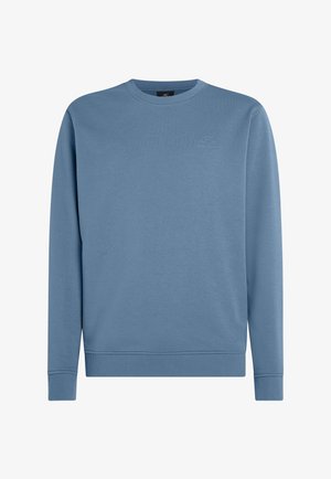 Zila kakla kreklu iz kokvilnas maisījuma, ar ribotām piedurknēm un apakšmalu, izceļas ar smalku logotipu izšūtu uz krūtīm.