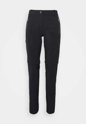 Zwarte outdoorbroek met een slim fit, voorzien van ritszakken, verstelbare manchetten en een zachte, licht rekbare stof.