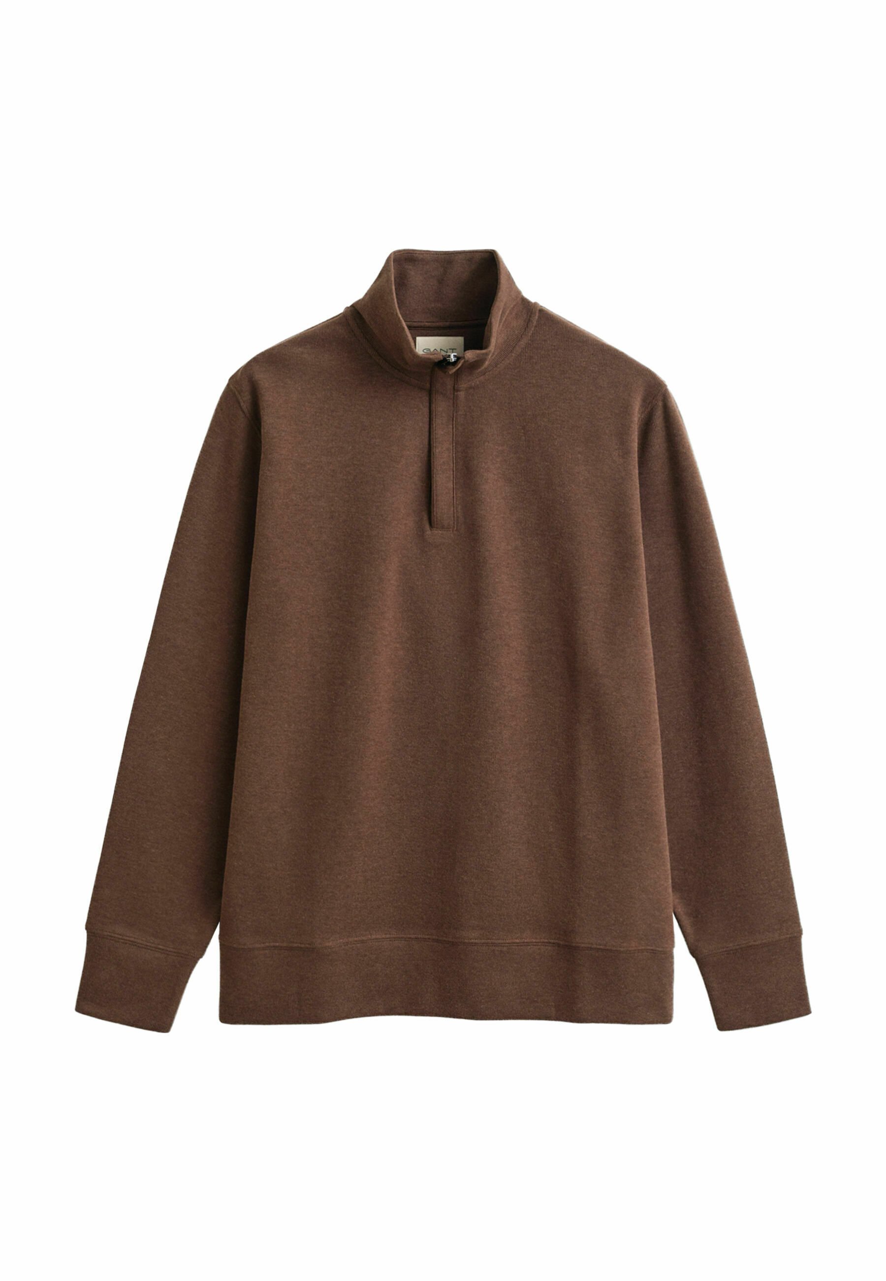 GANT LIGHT SACKER HALF ZIP - Mikina - dark brown melange