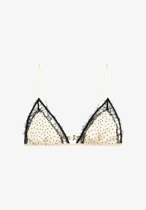Massimo Dutti, LACE-TRIMMED POLKA DOT TRIANGLE BRA - Trekants-bh'er - sand