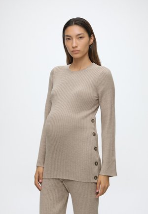 Anna Field MAMA by Zalando, MATERNITY JUMPER WITH SIDE SLIT - Пуловер - light brown melange