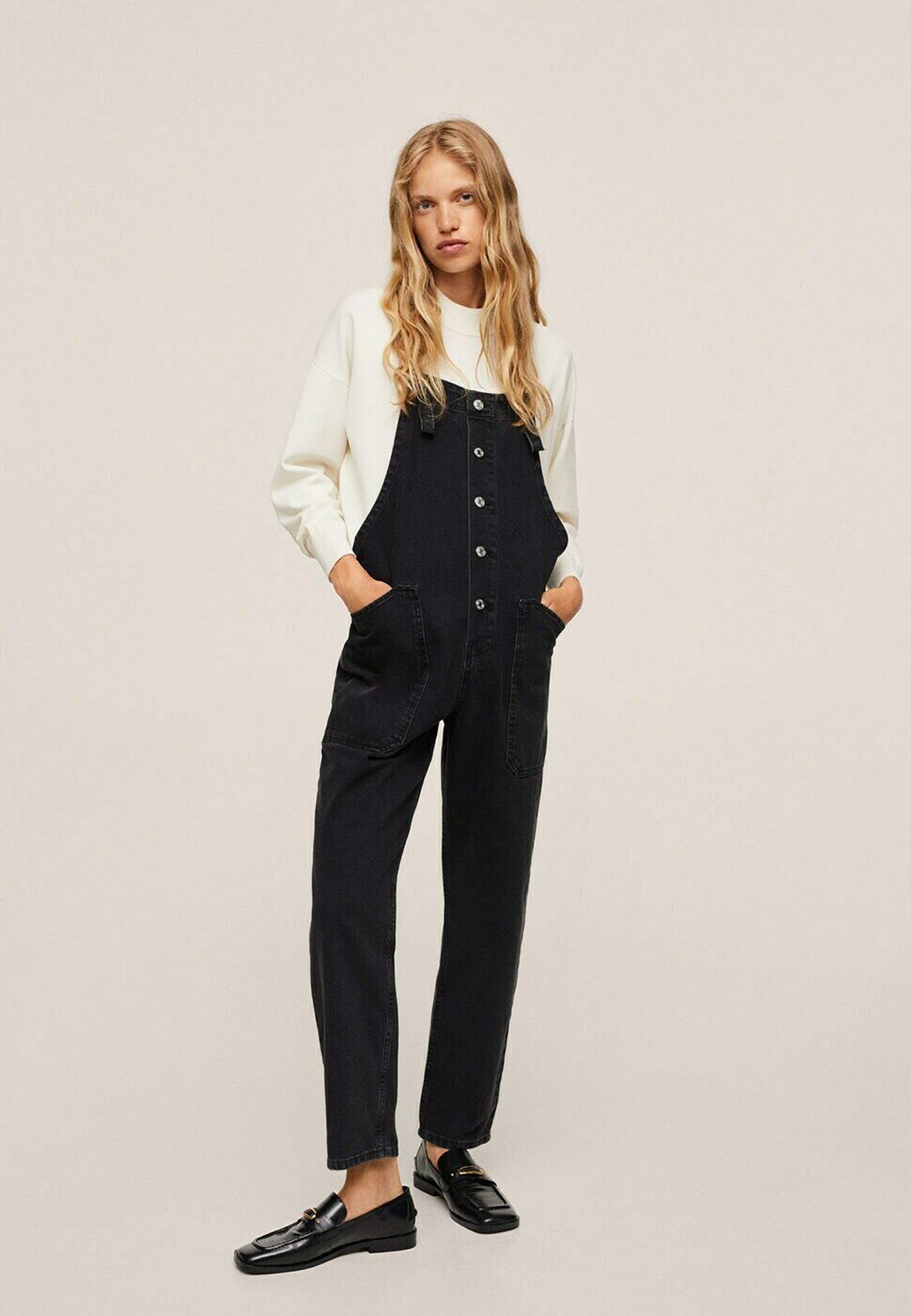 Mango LONG - Salopette - black denim/nero denim - Zalando.it
