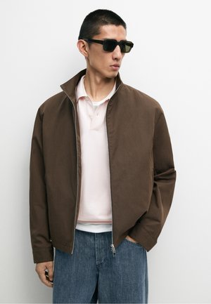 Massimo Dutti, COTTON BLEND HIGH-NECK JACKET - Leichte Jacke - dark brown