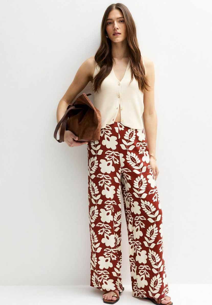 Pantalon Large Jambe Floral Ivoire Cambio Taille 10 (40) | Occasion Très Bon État