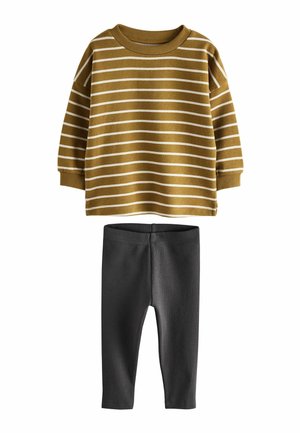 Next, REGULAR FIT - LONG SLEEVE TOP AND LEGGINGS SET . - Langarmshirt - mustard stripe