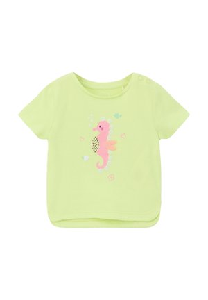 s.Oliver MIT SEEPFERDCHEN ARTWORK - T-shirt print - limettengrün