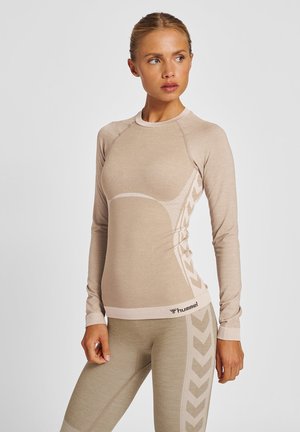 SEAMLESS TIGHT - Sports T-shirt - grey, brown