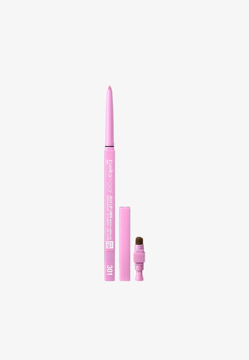 Liner labbra jelly rosa con punta affusolata, dotato di un design retrattile. Include un pennello staccabile per un'applicazione liscia.