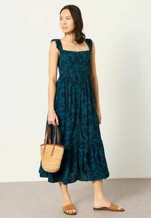 FatFace, REGULAR FIT - MIDI DRESS - Freizeitkleid - dark teal batik mono