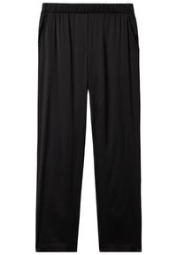 Svarta, löst sittande byxor i mjukt tyg. Har resårmidja och sidofickor, med rak bendesign.