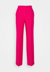Fuchsia op maat gemaakte broek met een hoge taille, recht model, precieze stitching en zonder zichtbare zakken of versieringen.