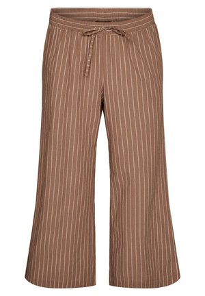 Zizzi, LOCKERE HOSE MIT HOHEM BUND UND TASCHEN - Stoffhose - braun
