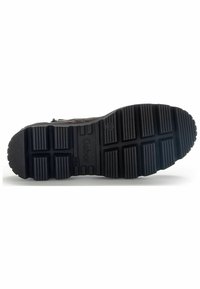 Black rubber outsole with a textured, ridged pattern and prominent tread lines. Features the "Gabor" logo embossed on the sole.
