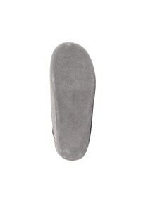 Grijze schoeninlegzool met een gladde, zachte structuur en een gevormde vorm. De onderkant heeft een lichte kromming en een gestructureerd oppervlak voor grip.