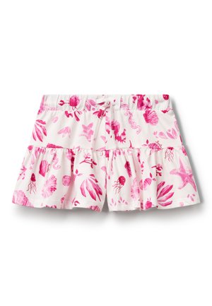 Katoenen shorts met een uitlopende snit, witte basiskleur met roze maritieme prints, waaronder kwal, schelpen en sterren. 