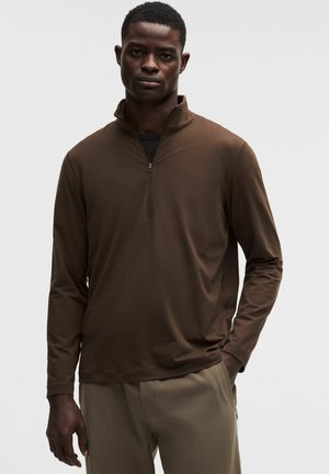 SOFT JERSEY HALF ZIP - Hosszú ujjú felső - walnut crunch
