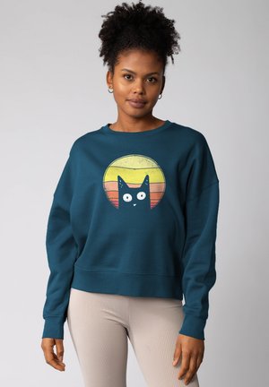 SUNSET CAT - Sweater - deep teal