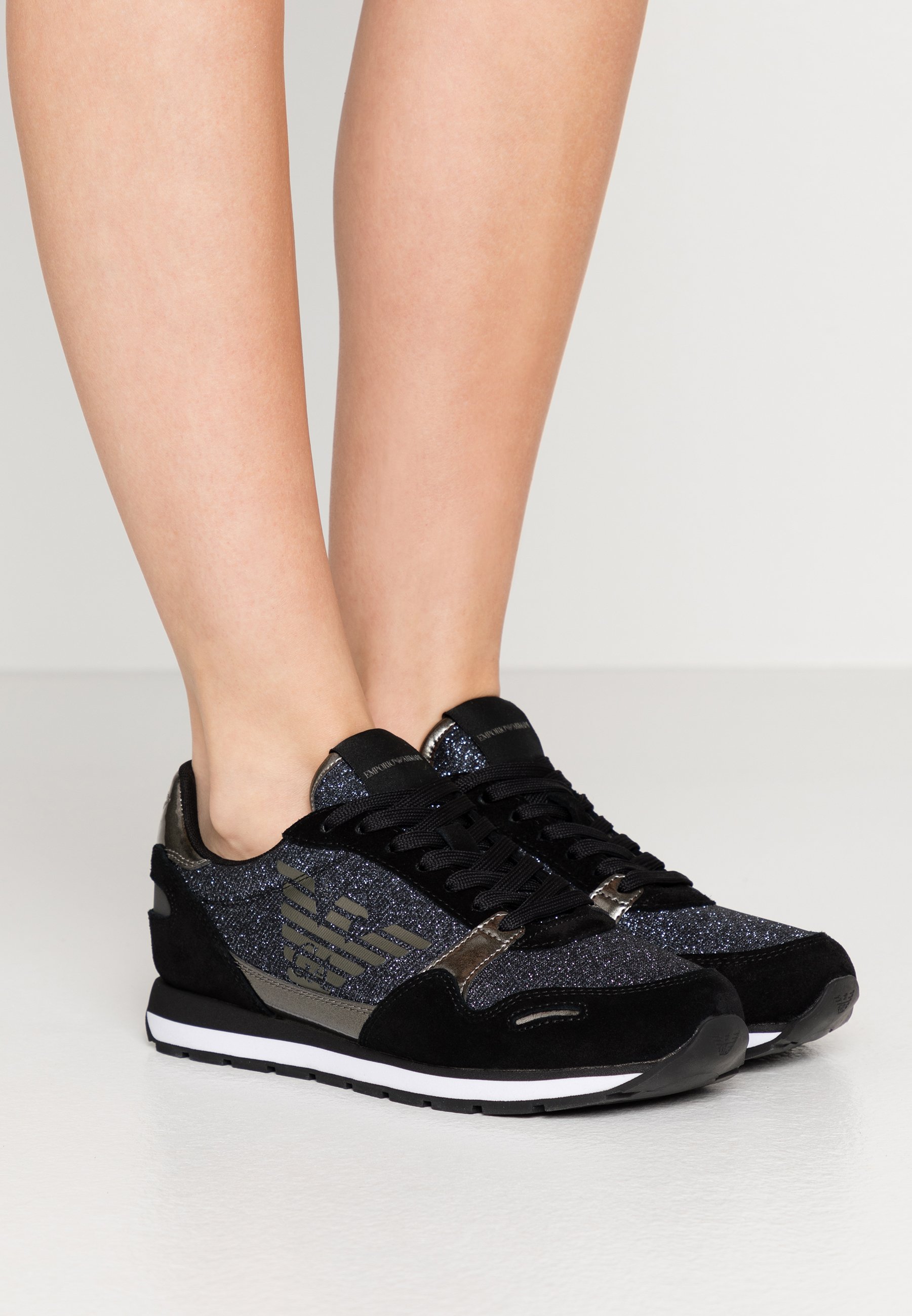 gold armani trainers