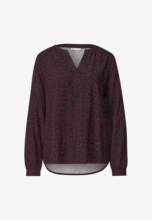 Street One, Overshirt with herringbone texture - Blouse - rustic rouge