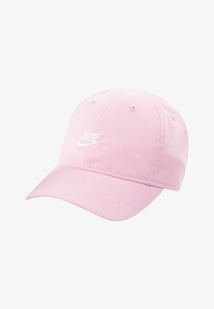 Ροζ καπέλο μπέιζμπολ από βαμβάκι με καμπύλη γείσο, που διαθέτει λευκό κεντημένο λογότυπο Nike μπροστά και οπές αερισμού στην κορυφή.