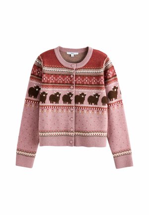 Next, PETITE FIT - SUPERSOFT CREW NECK LONG SLEEVE CARDIGAN - Cardigan - purple pink fairisle hamish the highland cow