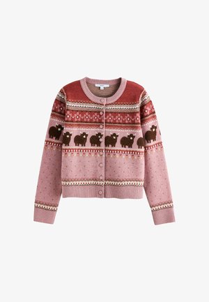 Next, PETITE FIT - SUPERSOFT CREW NECK LONG SLEEVE CARDIGAN - Cardigan - purple pink fairisle hamish the highland cow