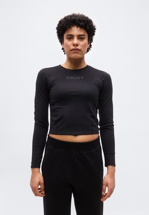 LOGO LONG SLEEVE CROP - Pikkade varrukatega topp - black