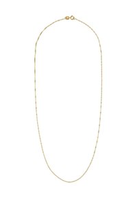 Guld halskæde med et delikat, snoet design. Tynde led skaber en glat overflade, og det har en sikker lås.