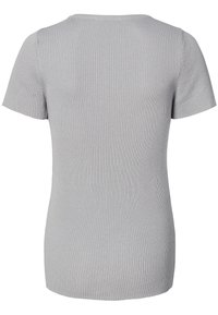 Korte mouwen, ribbel T-shirt in lichtgrijs. Heeft een ronde halslijn en een getailleerde pasvorm, met een gestructureerd oppervlak en geen zichtbare accenten.