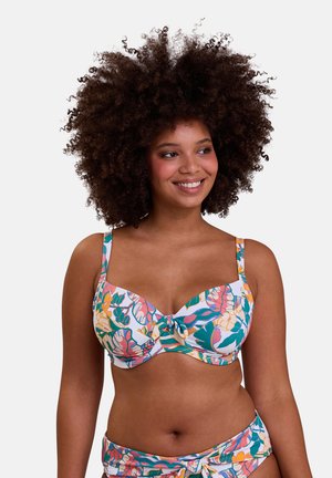 FIDJI - Haut de bikini - imprimé exotique blanc