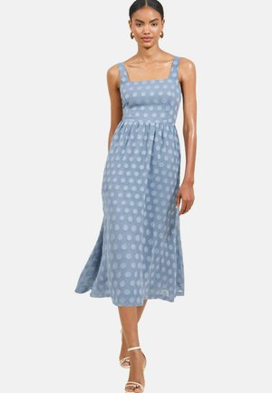 REGULAR FIT - TEXTURED POLKA DOT MIDI - Day dress - blue