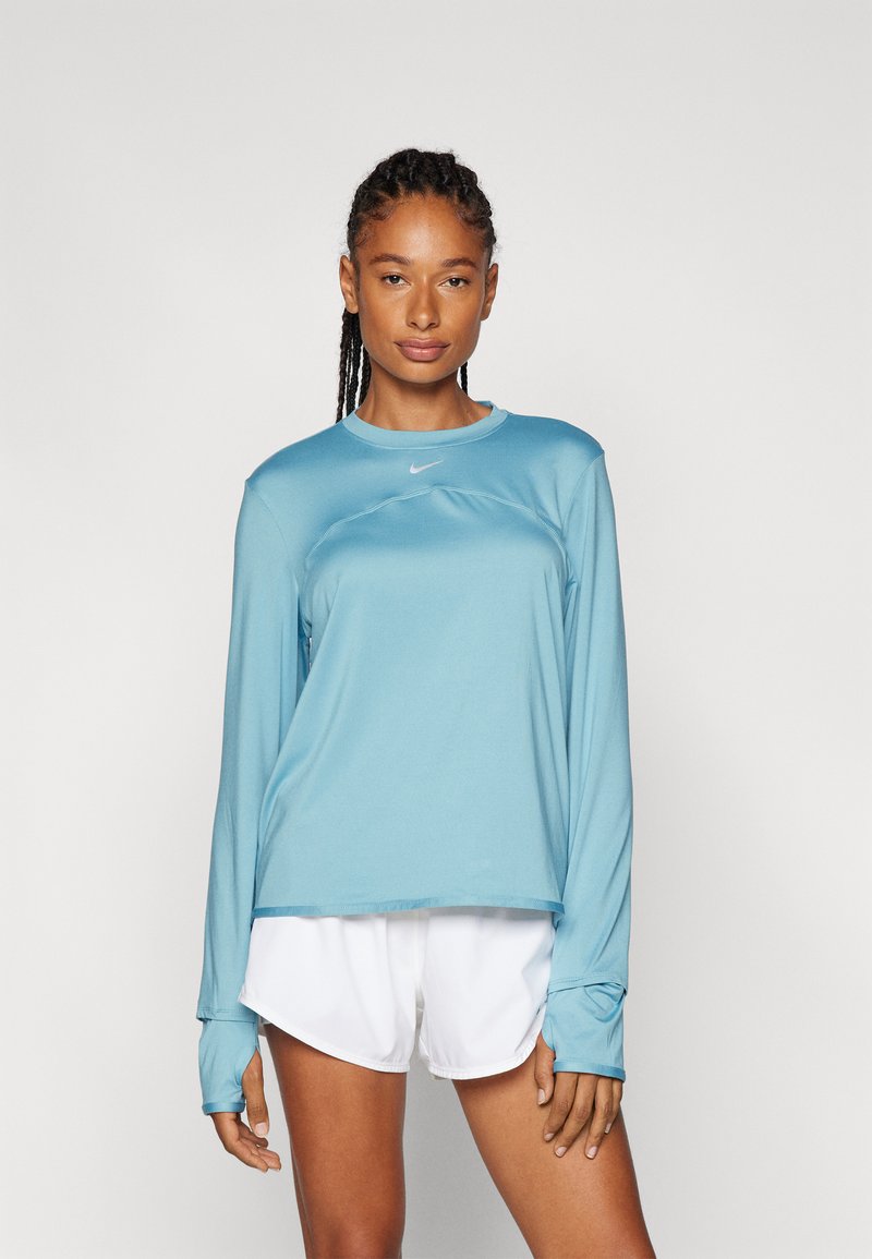 Nike Performance SWIFT TOP - Langærmet T-shirt - denim turquoise/silver
