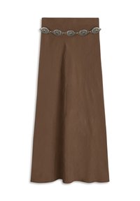 METAL BELTED MIDI  - Falda acampanada - brown