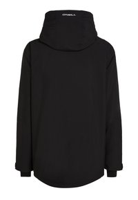 Veste à capuche noire à manches longues, logo O'Neill visible à l'arrière de la capuche, avec des poignets prolongés.