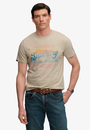 Superdry & Co, SUPERDRY OUTDOORS MOUNTAIN RELAXED T-SHIRT.. - Print T-shirt - pumice marl