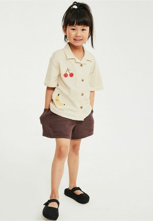 Minories, SHORT SLEEVE SHIRT WITH EMBROIDERY UNISEX - Button-down blouse - beige
