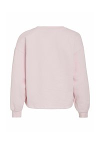 Roze sweatshirt, zachte stof, relaxte pasvorm, ronde halslijn, verlaagde schouders en lange mouwen met geribbelde manchetten. Achteraanzicht weergegeven.