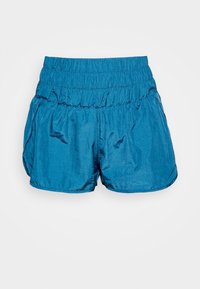 Blå, lätta tygshorts med resår i midjan. Har en strukturerad yta och en lös passform.