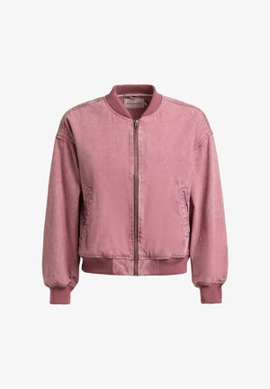 Stofroze bomberjack met geribde kraag, manchetten en zoom, ritssluiting aan de voorkant en zijzakken.