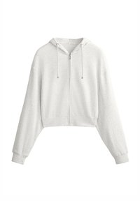 SOFT TOUCH RIB CROP HOODED - Sweatjacke - mottled light grey