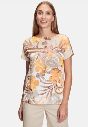Print T-shirt - camel orange