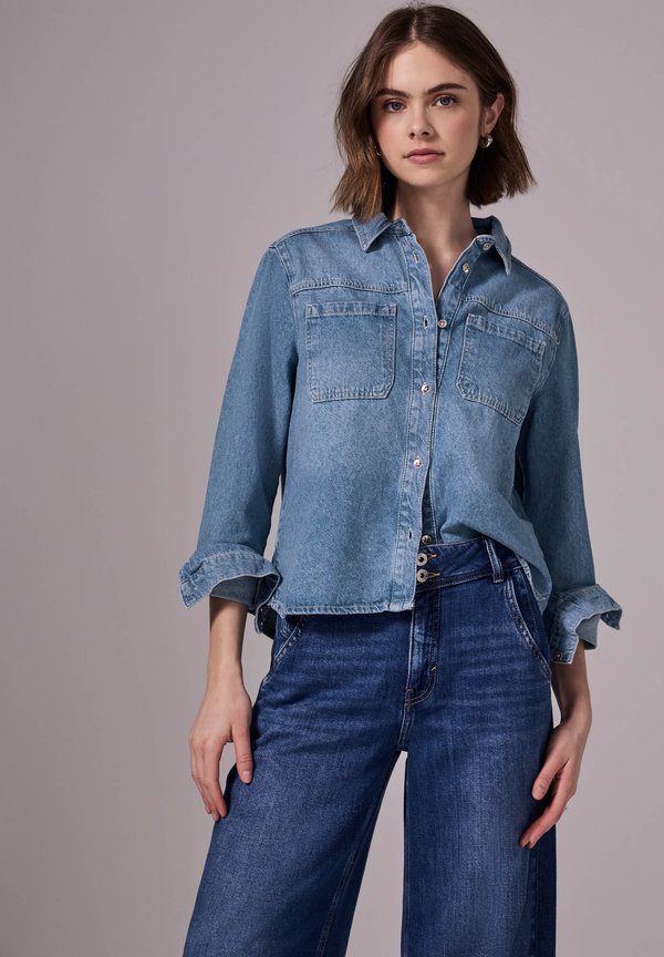CROPPED OVERSHIRT - Jeansjacke - blau
