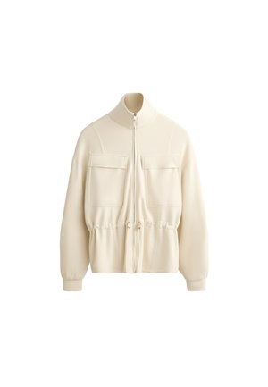 OYSHO SOFT TOUCH WITH POCKETS - Majica s kapuljačom i patentnim zatvaračem - stone